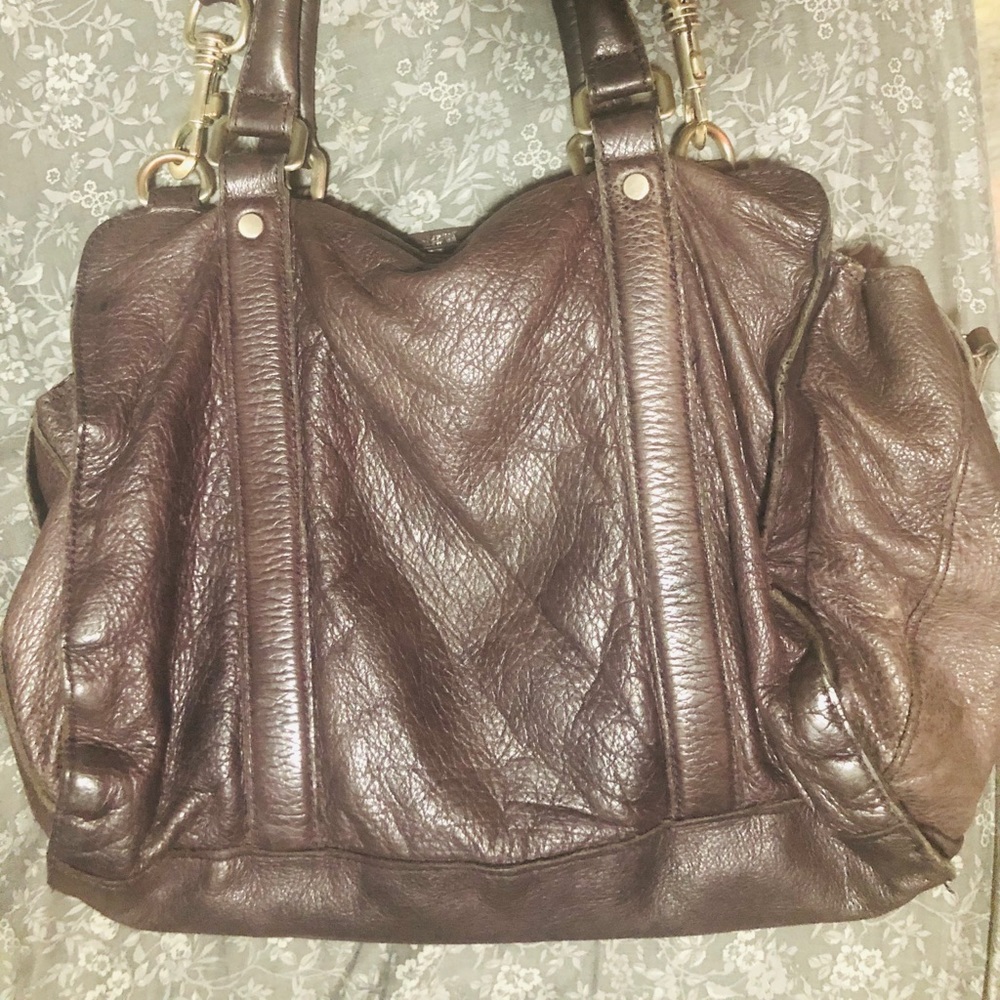 Liebeskin purple dyed leather satchel